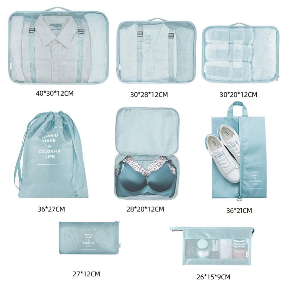Eight mint organizer bags with the supplier's listed dimensions